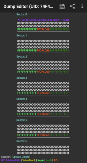 MCT App showing tag content